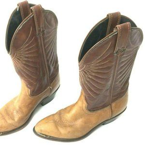 Sz 7 M Women's Vintage Leather Round Toe Metal Cap